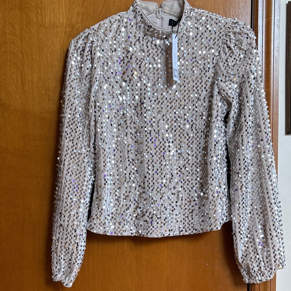 Sanctuary Silver Sequin Blouse